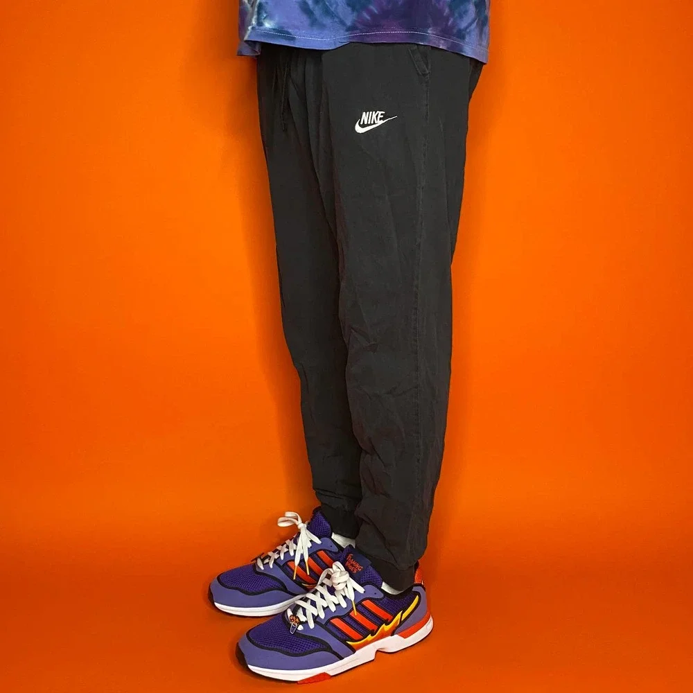 Black Nike Joggers White Swoosh Relaxed Fit Sweatpants